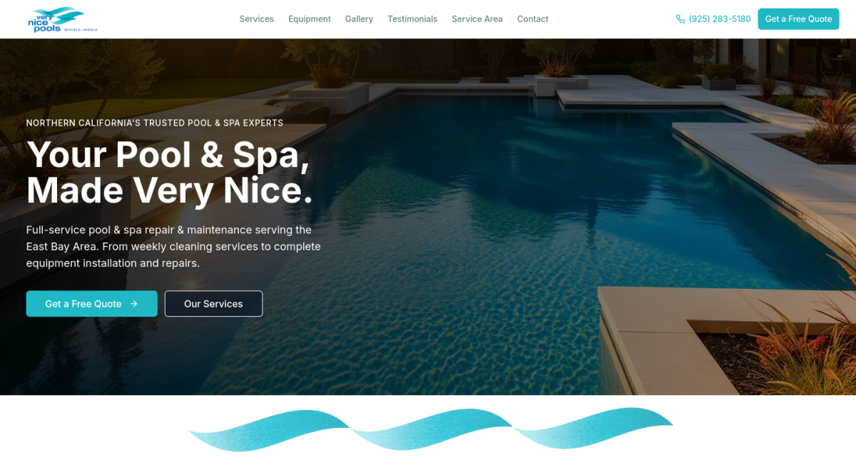 Very Nice Pools actual website